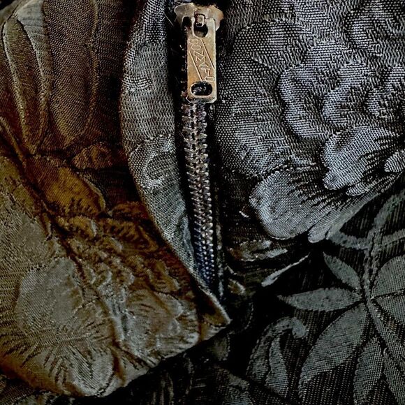 SALE 🔥 60s Pencil Dress Black Jacquard Midi Dress Size Small Mrs. Maisel Madmen - Picture 6 of 8